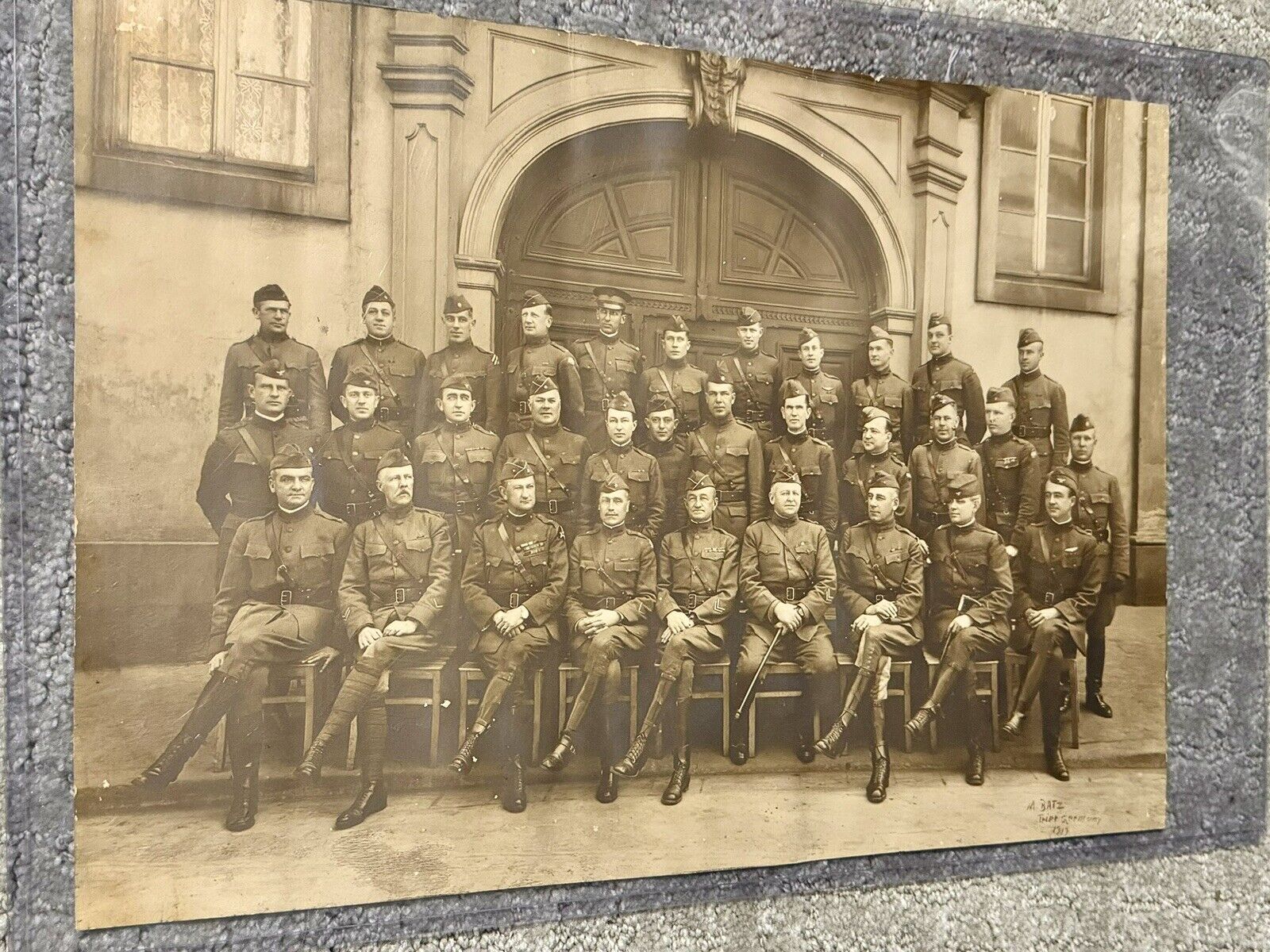 Rare WW1 Photo Trier Germany 1919 Army Of occupation Staff USMC  Gen Neville MOH