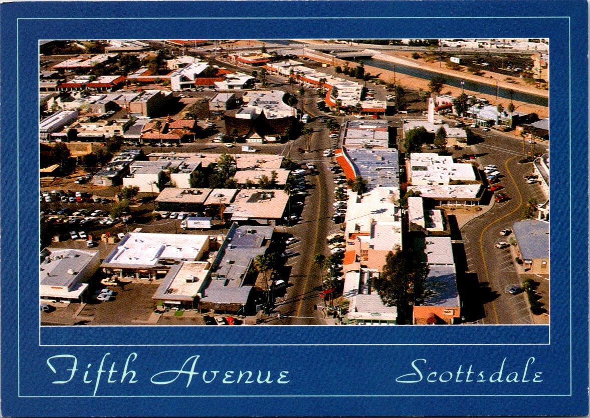 Scottsdale, AZ Arizona  FIFTH AVENUE STREET SCENE Bird\'s Eye View  4X6 Postcard