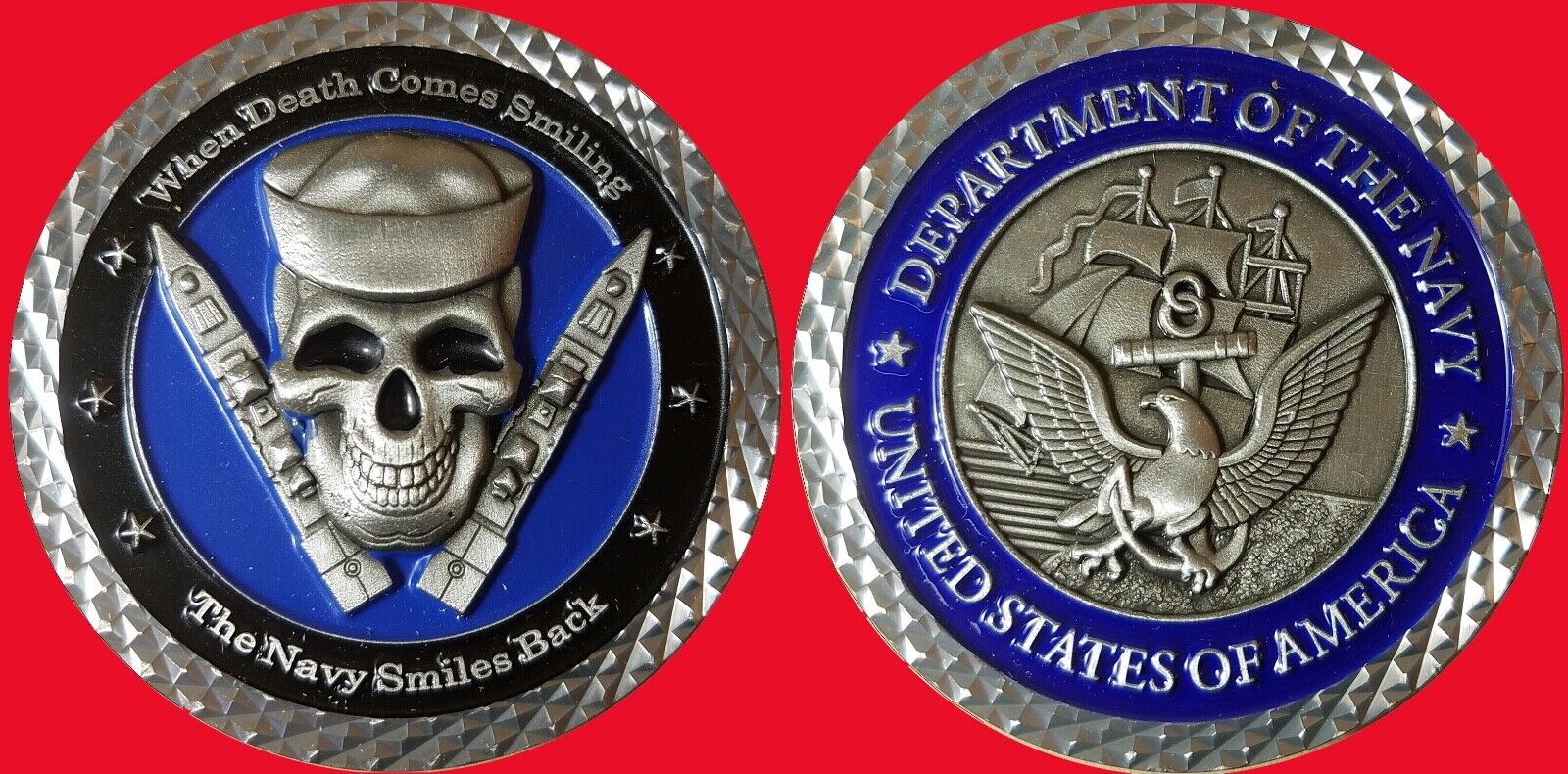   US Navy when the reaper comes smiling the navy smiles back challenge coin 17