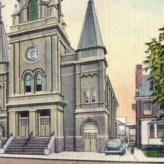 c.1939 Postcard, Pennsylvania, Plymouth, Church of the Nativity of theB.V.M Auto