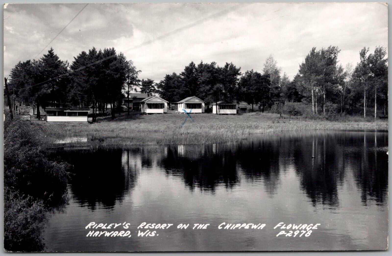 Postcard Ripley\'s Resort On The Chippewa Flowage-Hayward, Wisconsin RPPC 1958 Gu