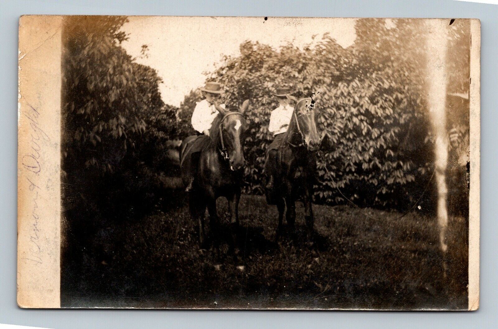 RPPC Postcard Two Boys on Horses