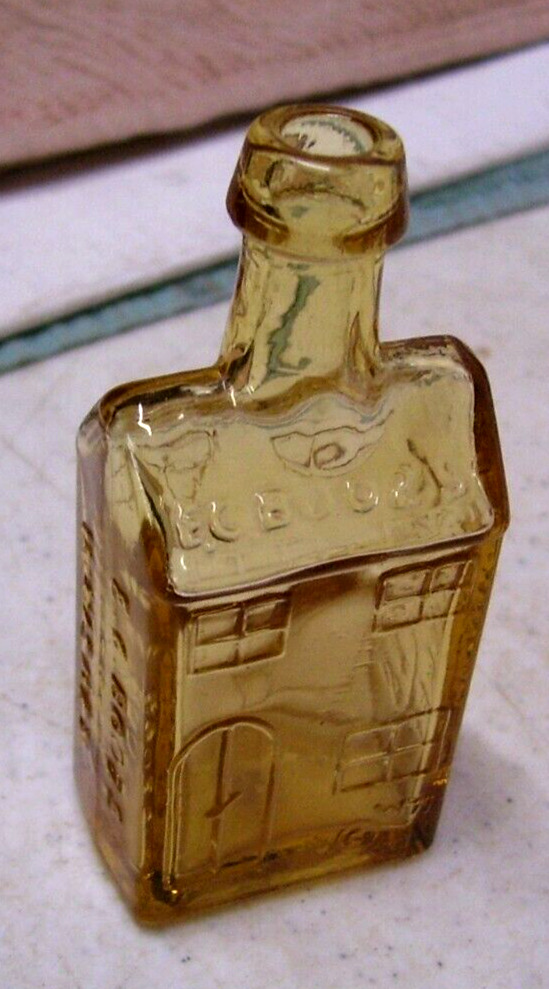 Vintage E C Booz\'s Old Cabin Whiskey Bottle Amber Glass, Wheaton