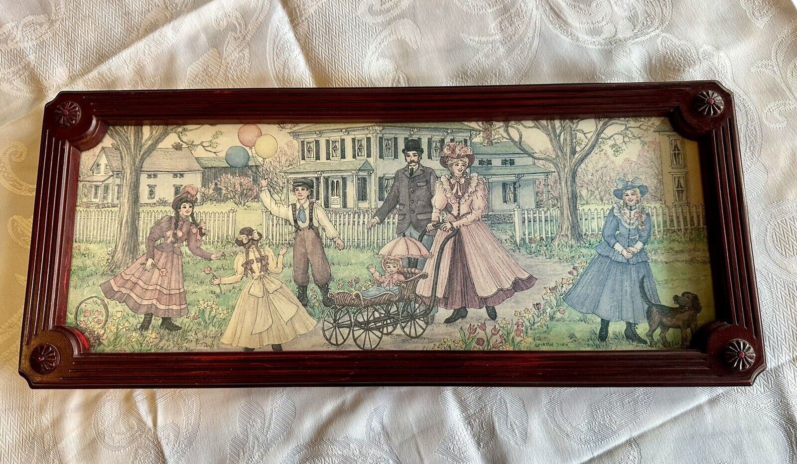 Joan Stier Victorian Family Print Elegantly Wood Framed
