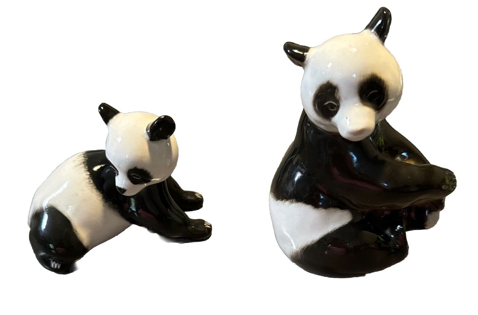 Vintage Lomonosov Imperial Russian Porcelain Pair of Panda Figurines ~ USSR