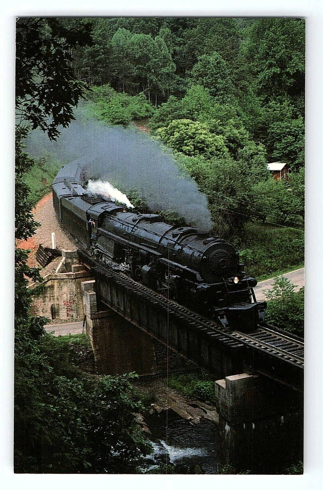 Norfolk Western Railroad 1218 Engine Blue Ridge Loops Mill Creek NC VTG Postcard