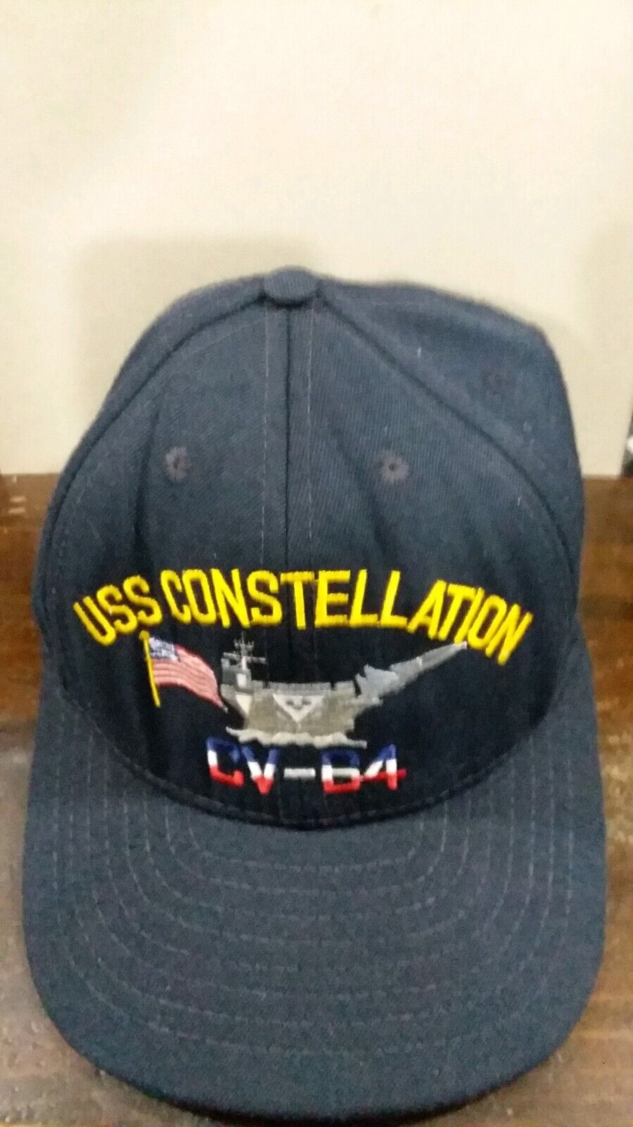 USS Constellation CV-64 Navy Ship US Military VTG Snapback Blue Hat Cap