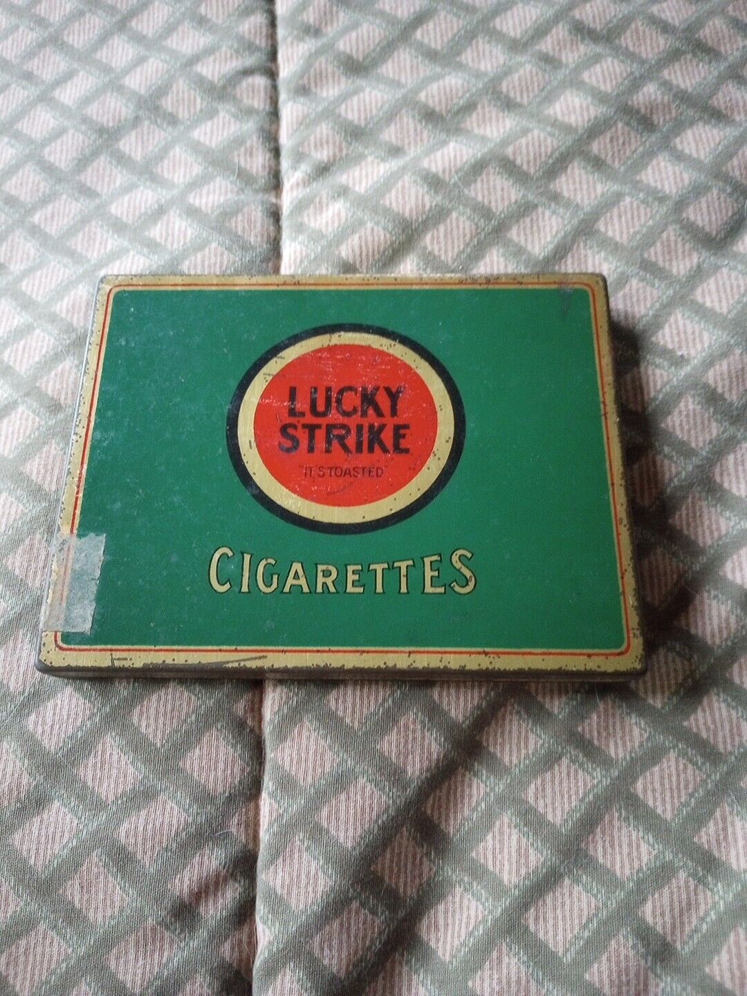 Vintage Lucky Strike It's Toasted Metal Tin Cigarettes Box