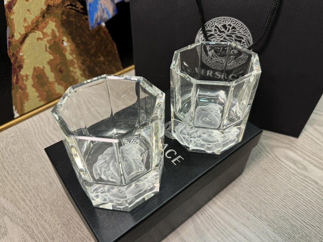 Versace Medusa Cameo Crystal Glass Whisky Glasses Set of 2