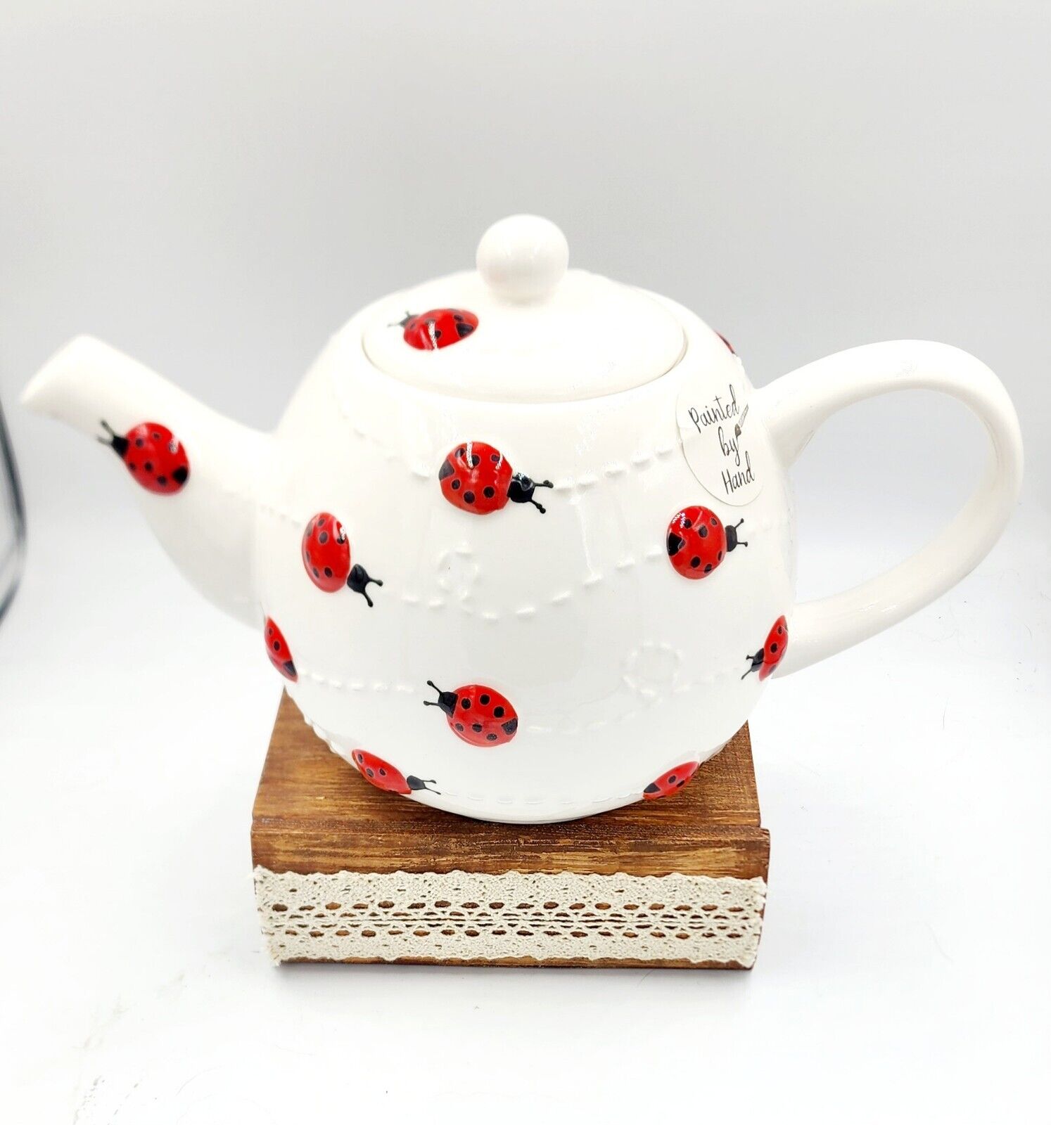 New Lang Design Hand Painted Lady Bug Teapot