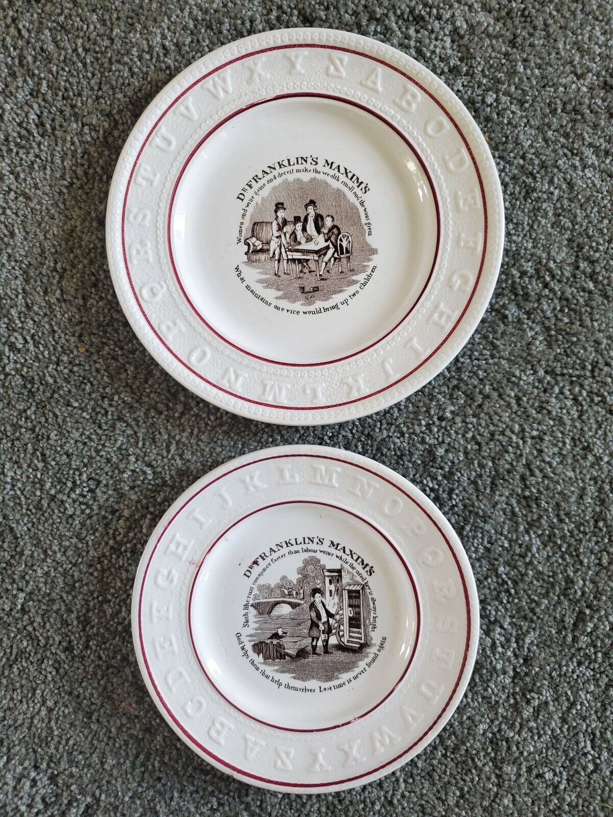Antique Dr. Franklin's Maxim's ABC Collector's Plates