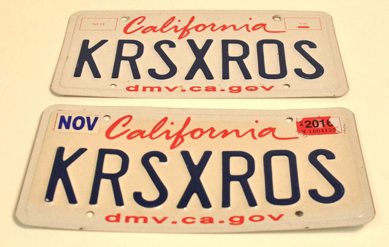 Rare 2016 California License Plates with Customization - KRSXROS (Crisscross)