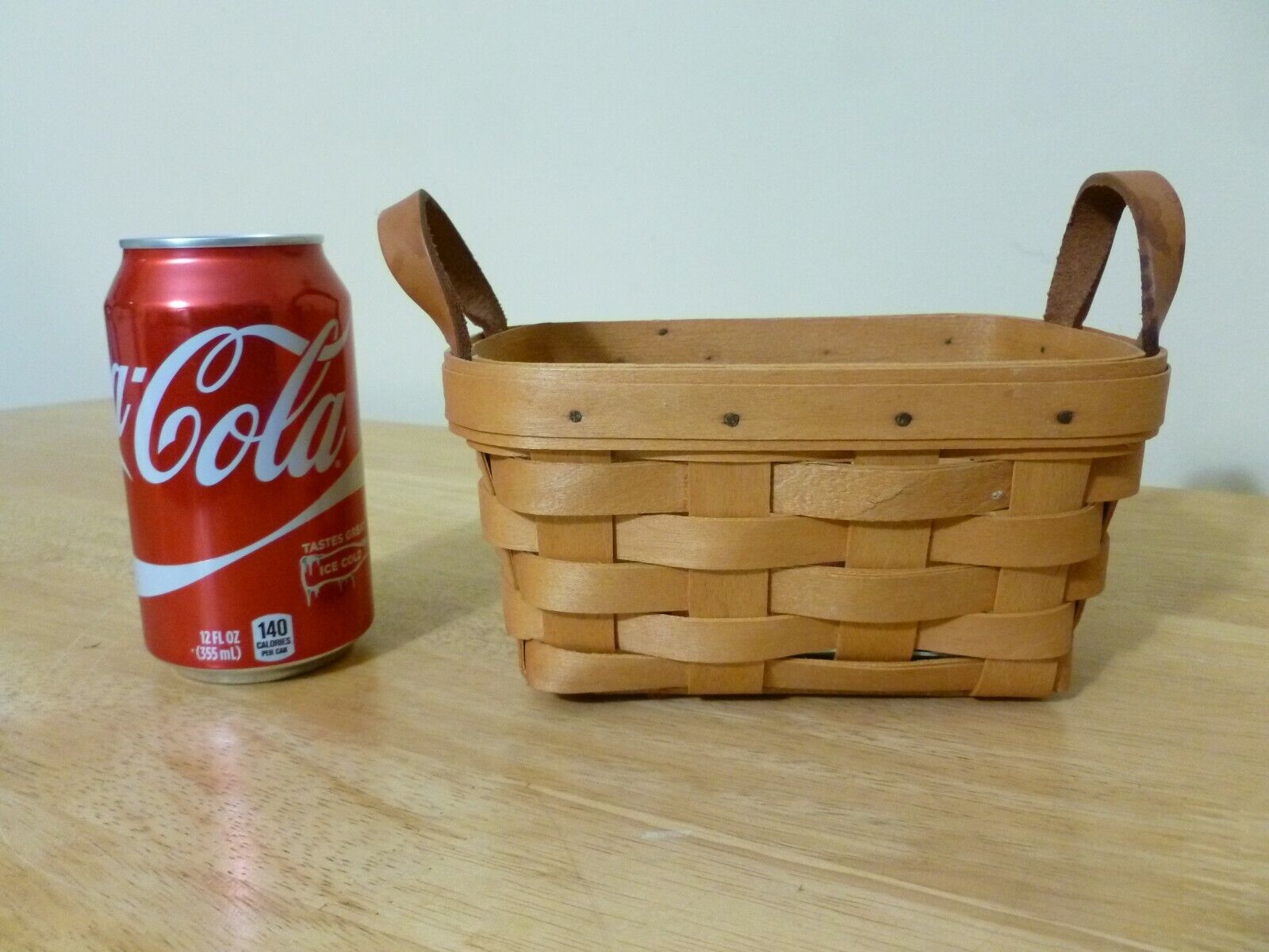 Longaberger 1987 Basket Small Rectangular With Leather Handles 7 1/4\