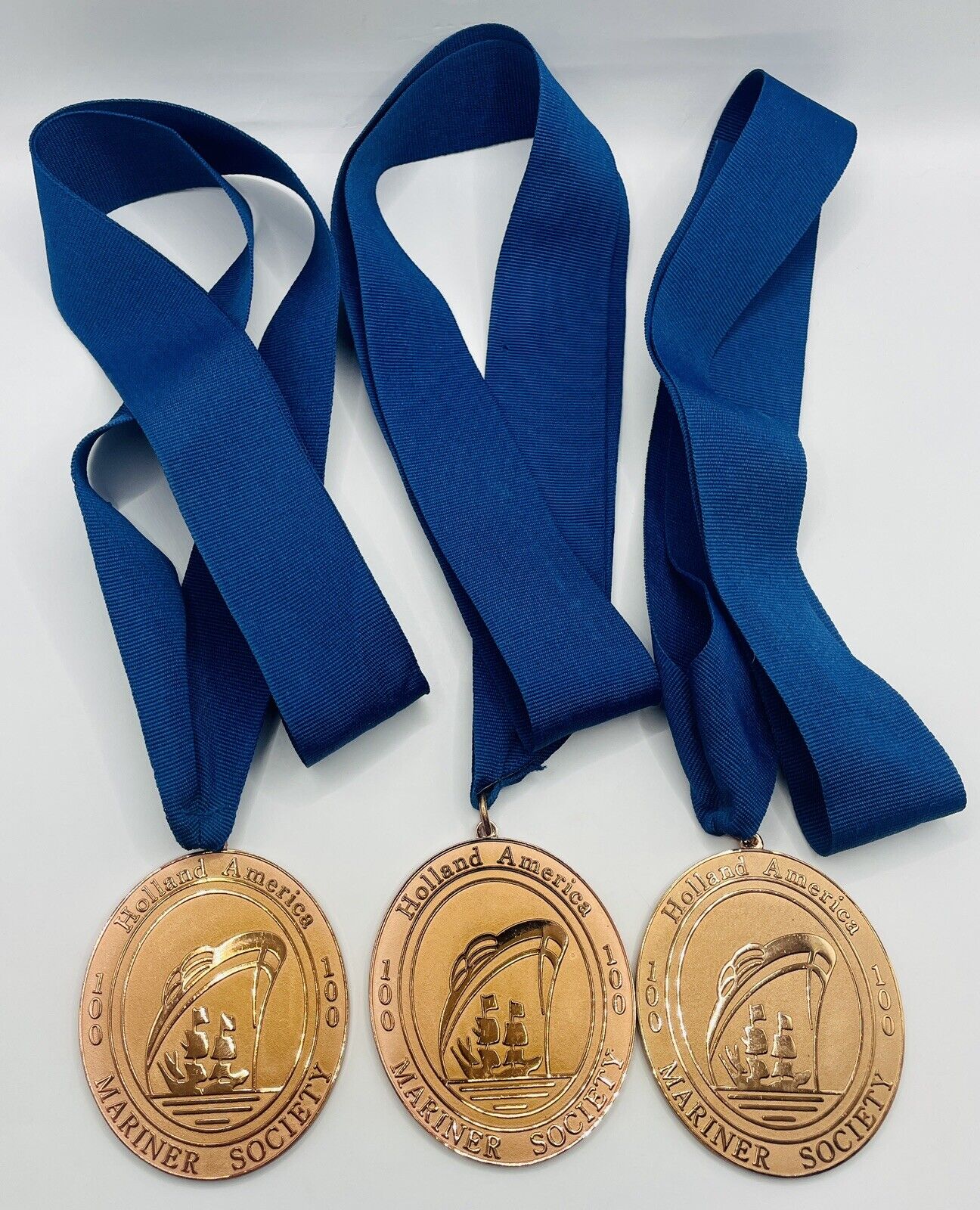 Set of 3 Holland America Mariner Society 100 Cruise Days Medallion Medals
