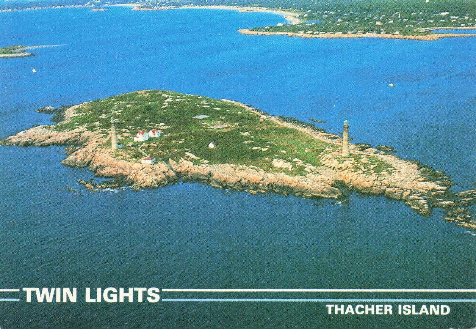 Postcard Twin Lights, Thacher Island Massachusetts MA