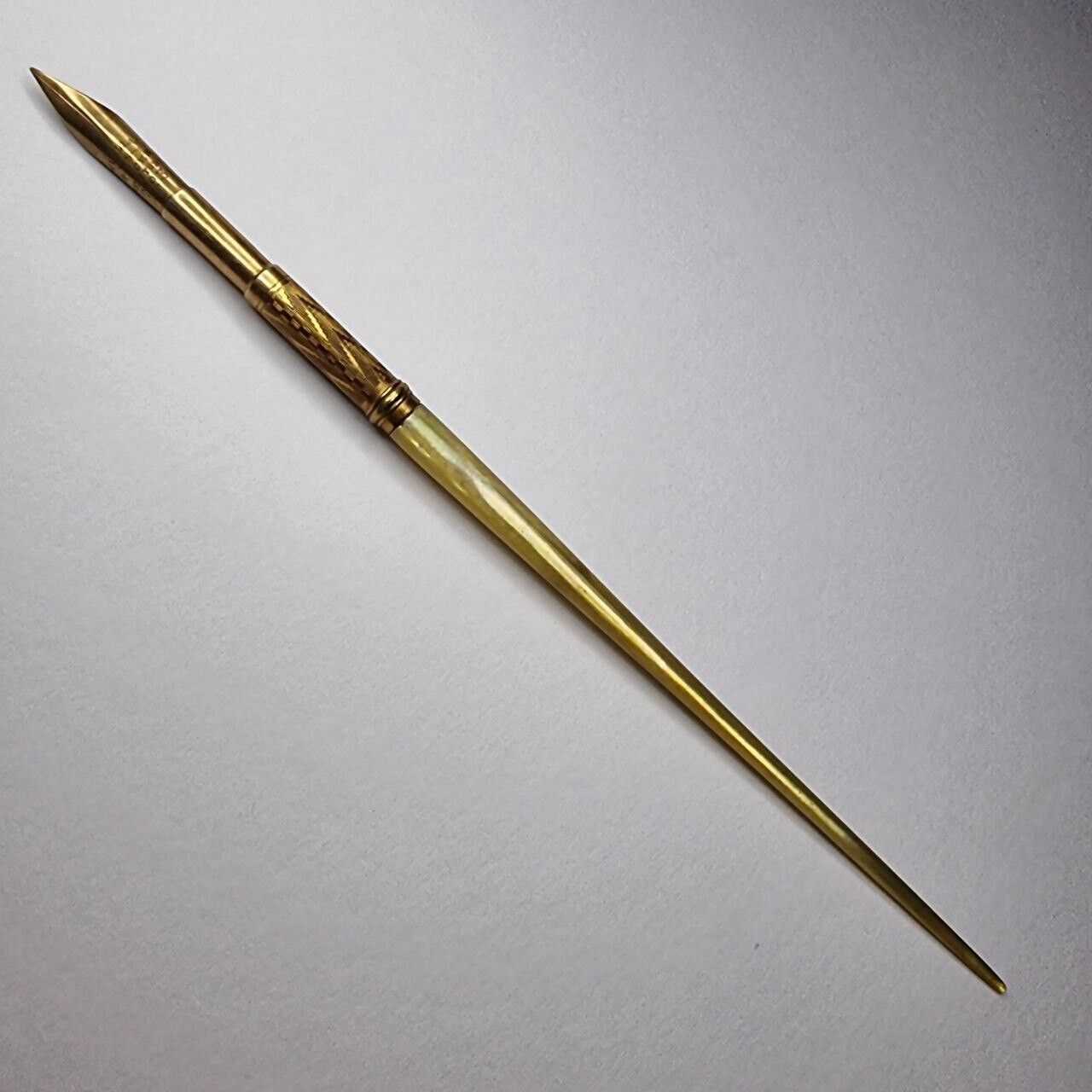 Rare William S Hicks New York No.3 Victorian Gold Mother Pearl Dip Pen