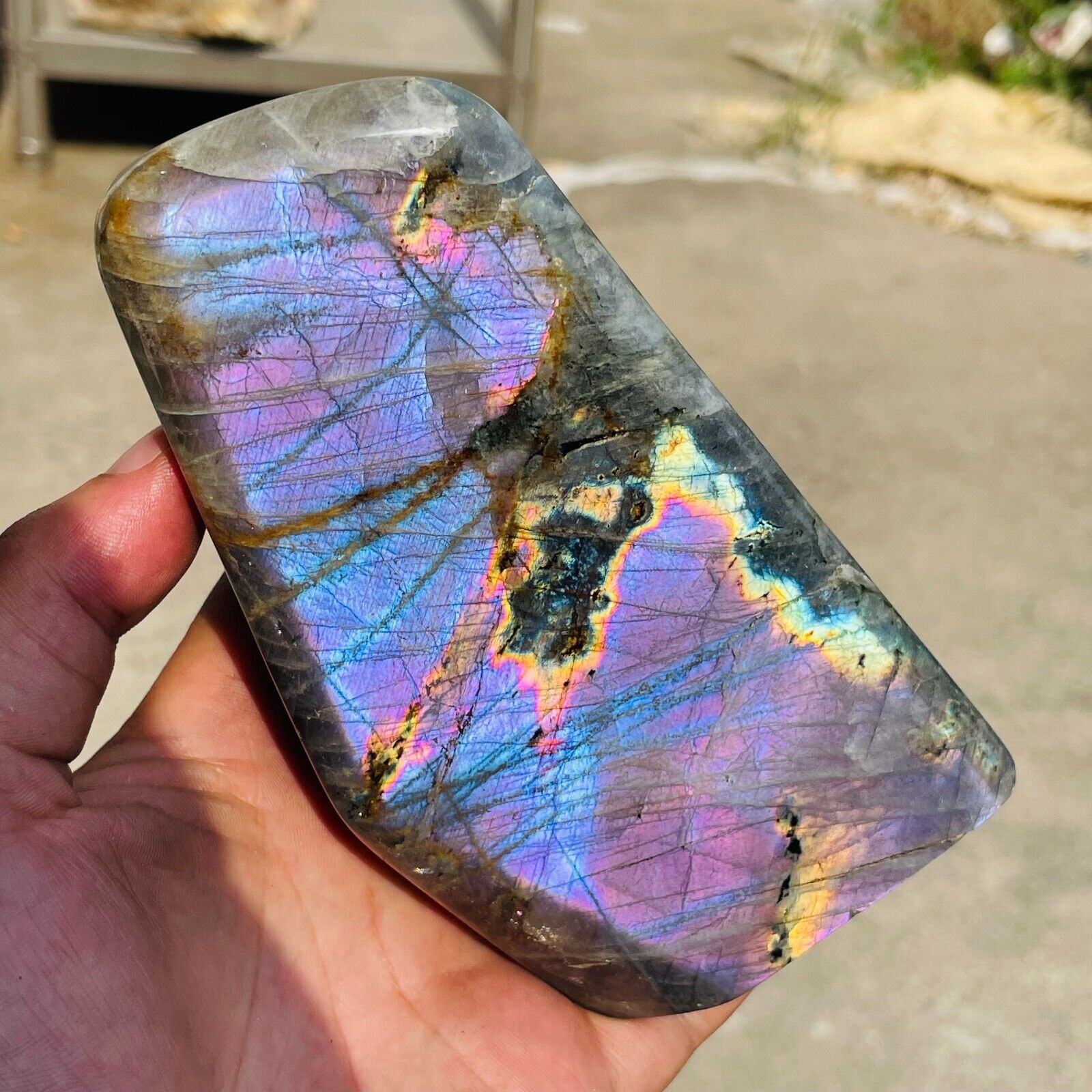 890g Natural Purple Gorgeous Labradorite Crystal Freeform Mineral Specimen