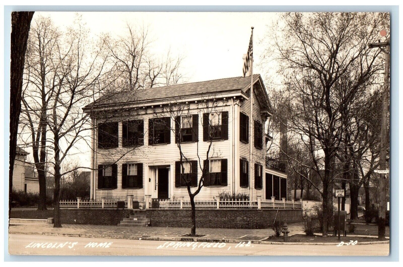 c1940's Lincoln's Home Scene Street Springfield Illinois IL RPPC Photo Postcard