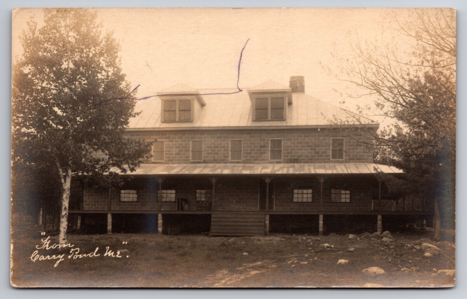 View of Hotel? Carry Pond Maine ME c1910 Real Photo RPPC