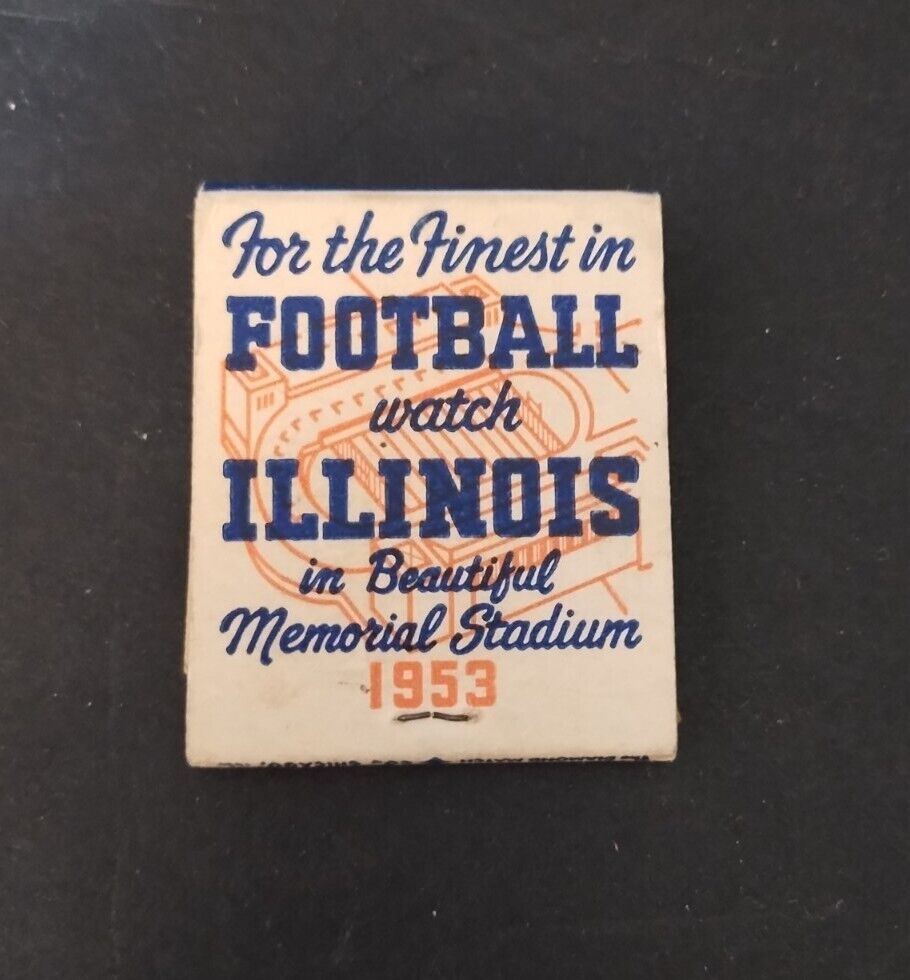 Rare 1953 Fighting Illini, Illinois Football Matchbook- Half Full
