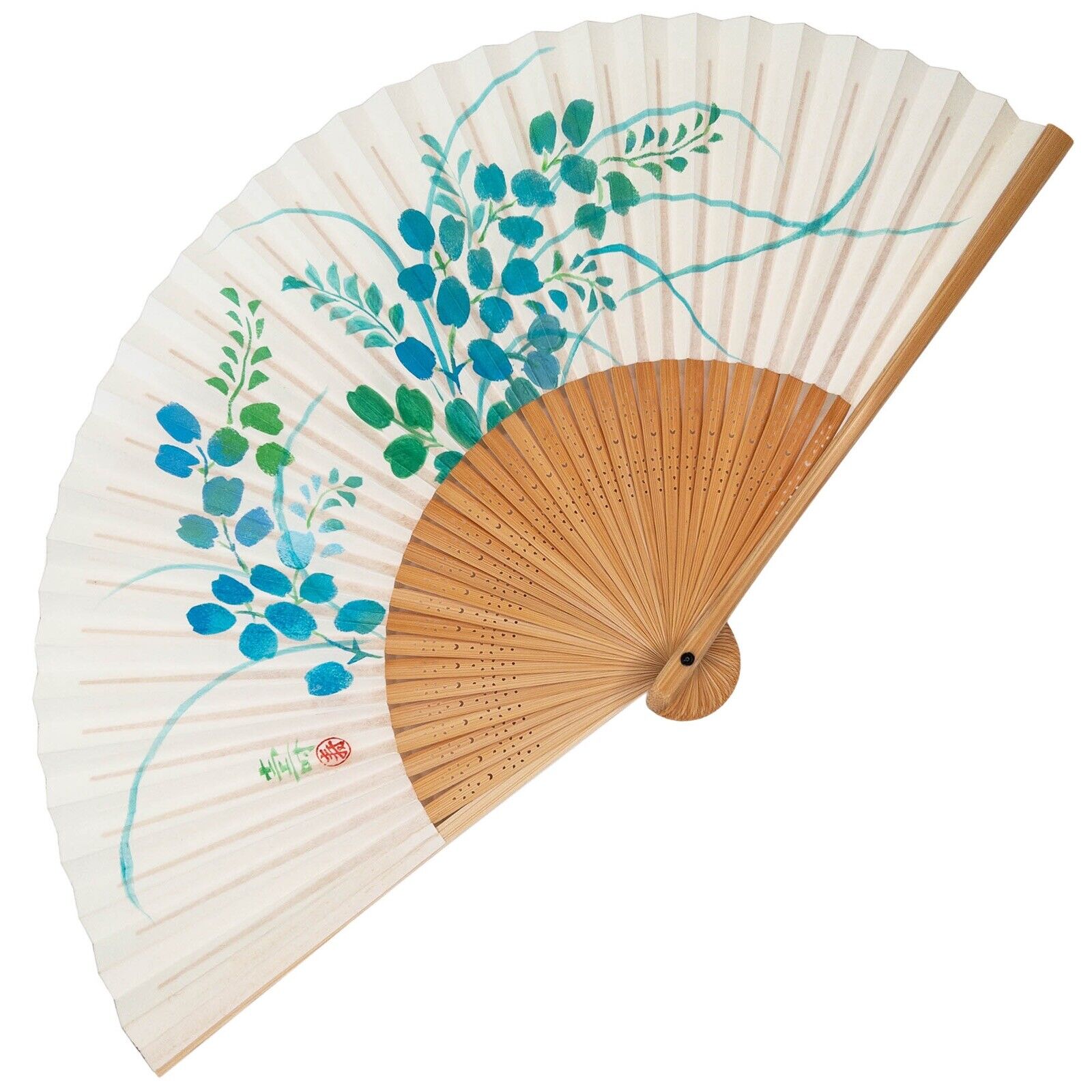 VTG Kyoto Unused Japanese Die-Cut Bamboo Floral Design Sensu Folding Fan Apr24-L