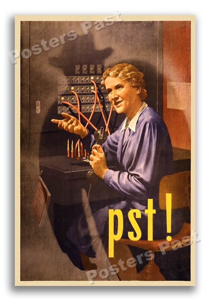 1940s “Pst” WWII Historic Propaganda War Poster - 24x36