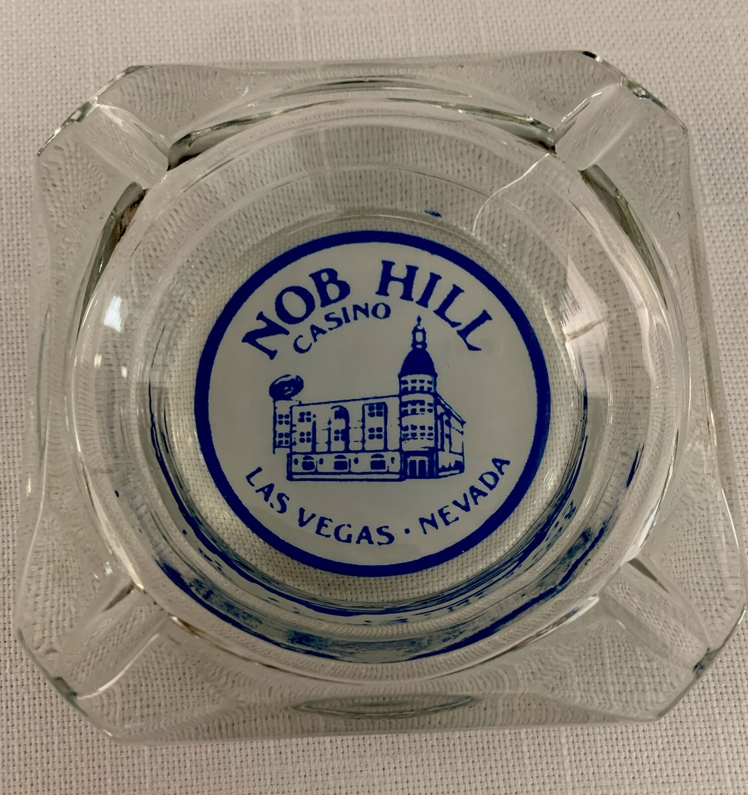 Vintage 1979/90 Nob Hill Casino Square Glass Ashtray Las Vegas Nevada (DR19)