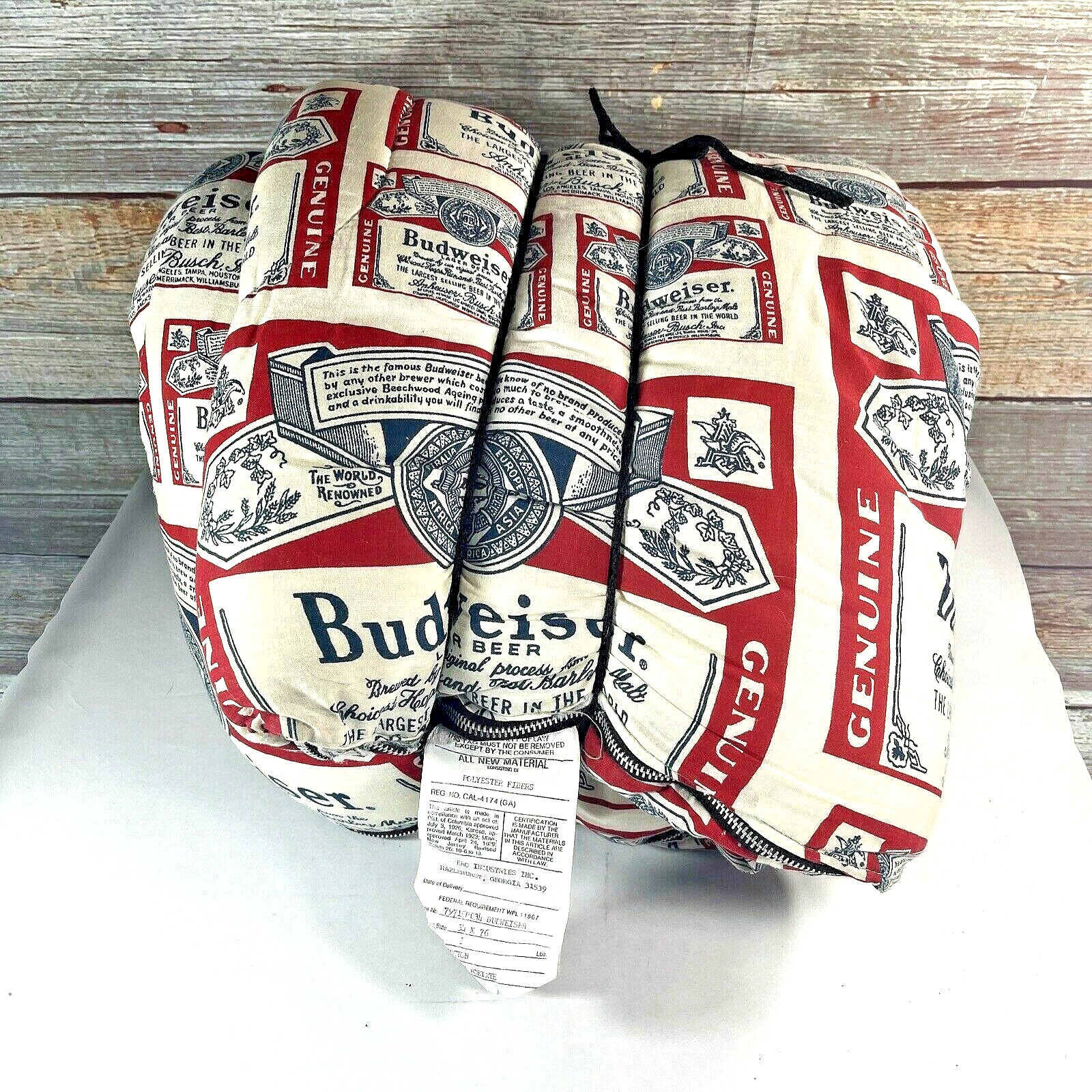 Budweiser Sleeping Bag Sack Vintage Beer Collectibles Very Rare 1976