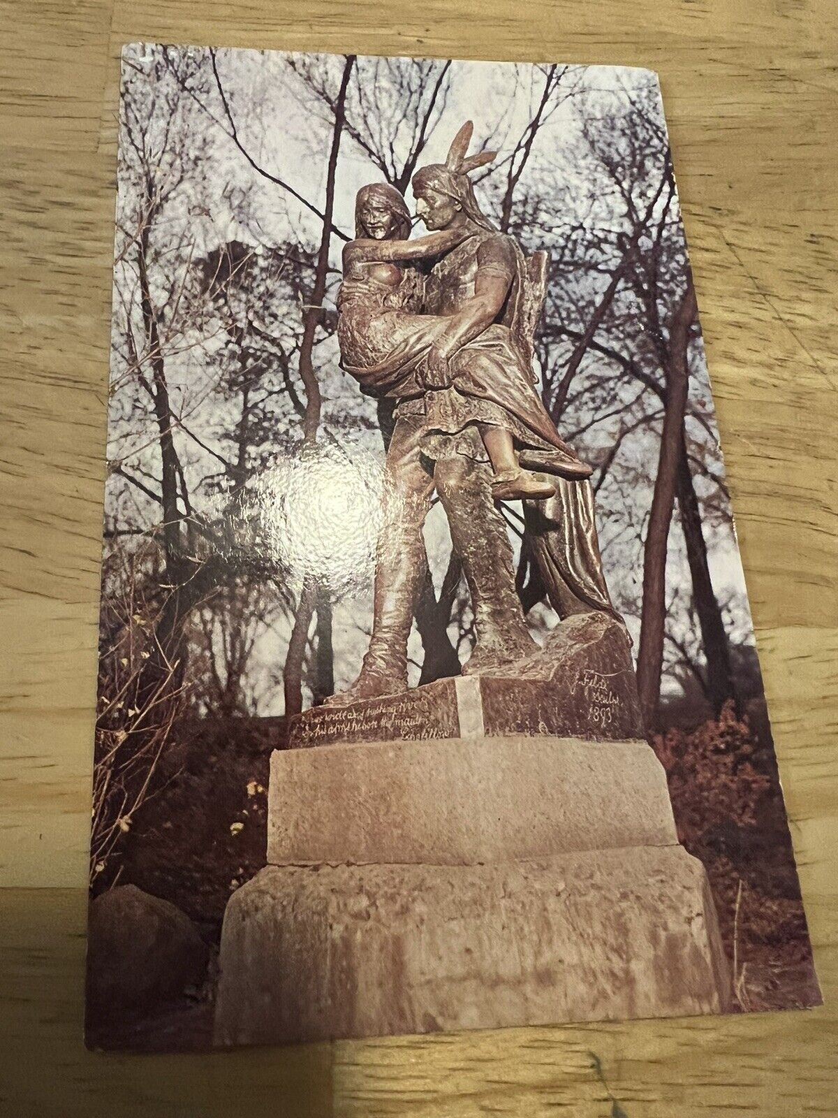 Postcard Minnehaha & Hiawatha Statue Minneapolis Minnesota