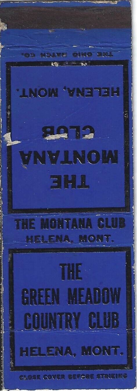 Helena MONTANA Matchbook Cover 💥 Green Meadow COUNTRY CLUB