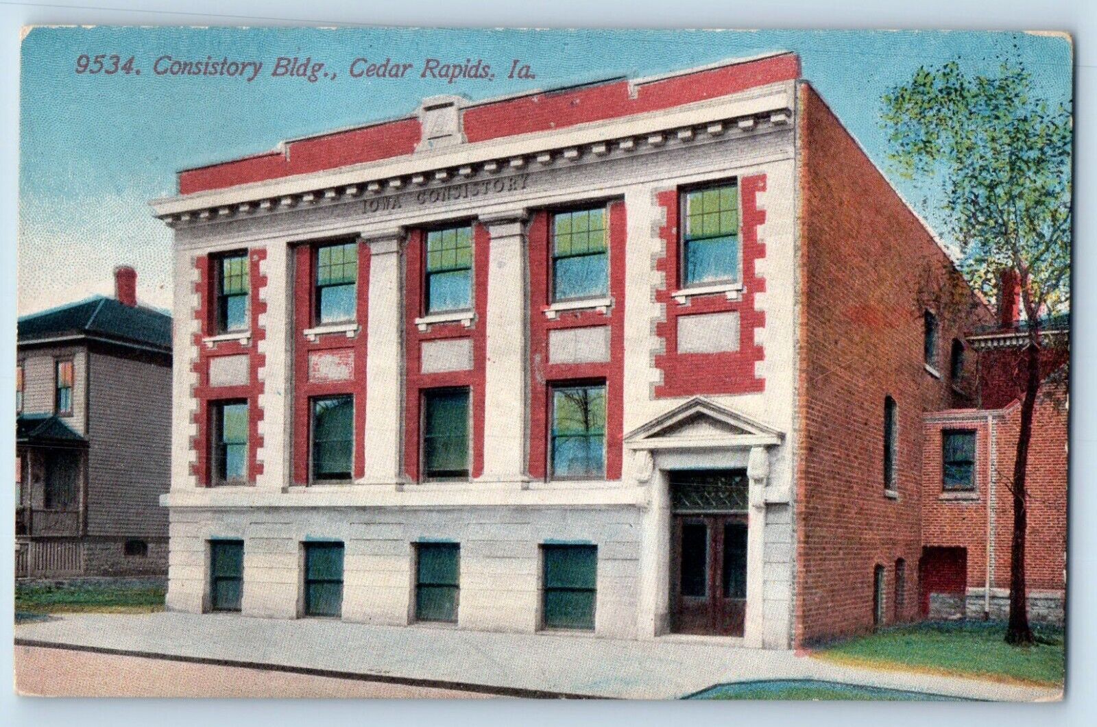 Cedar Rapids Iowa IA Postcard Consistory Building Exterior 1910 Antique Vintage