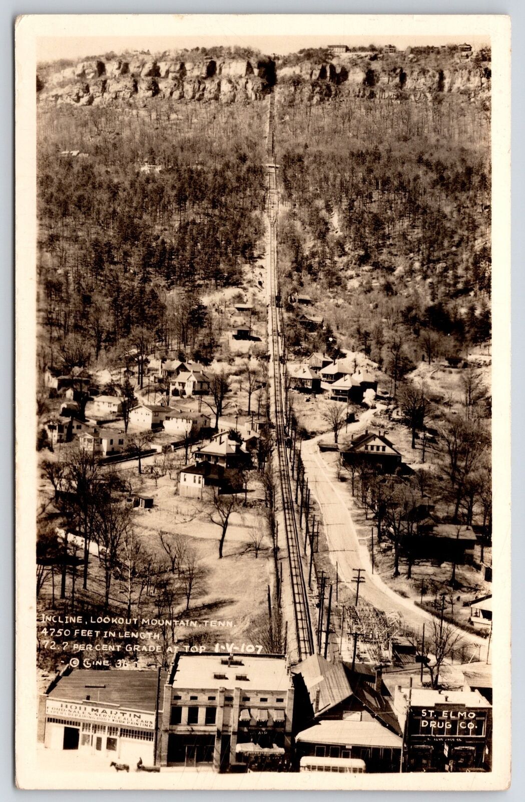 Lookout Mountain Tennessee TN Real Photo RPPC Famous Inclined Railway Postcard