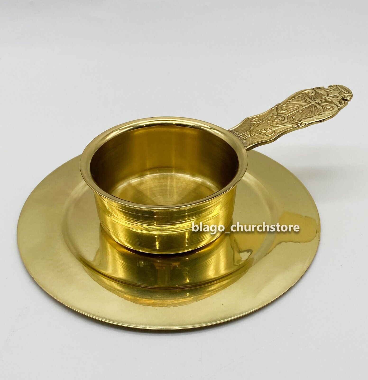 Church Christian Set Brass Ladle and Plate Orthodox 5.31\