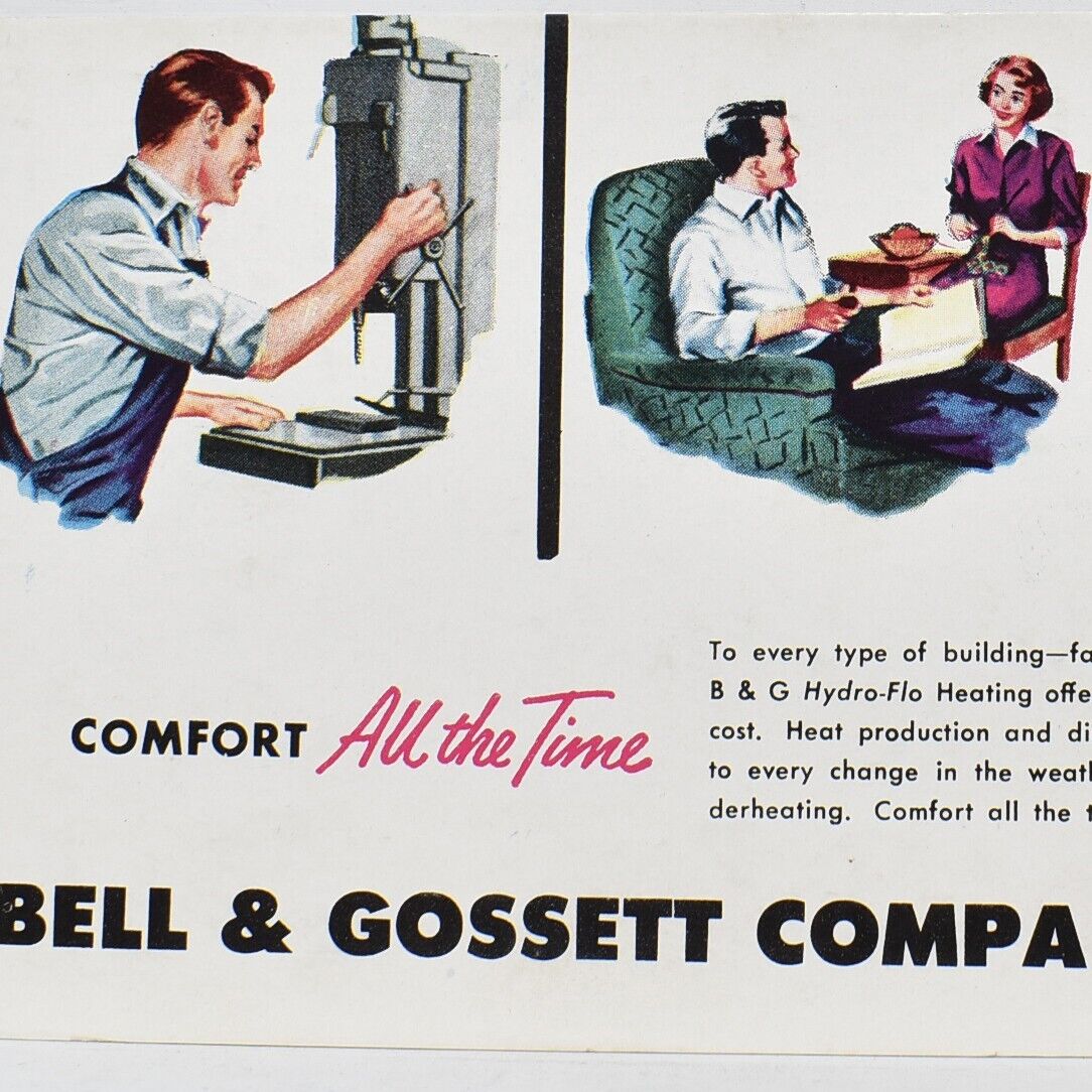 1952 Bell & Gossett Company Hydro Flo Heating Morton Grove Illinois Blotter #2