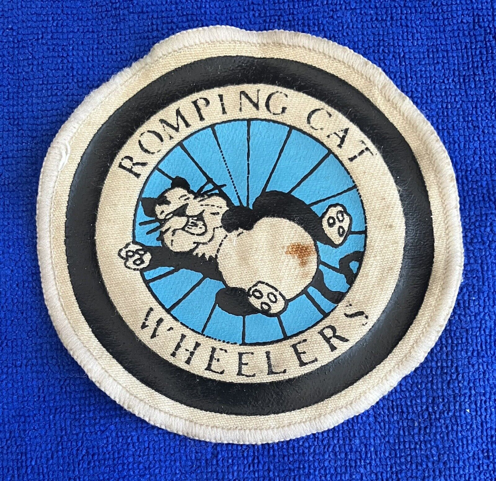 Romping Cat Wheelers - Vintage Sew On Patch - Cycling Club - Free Postage