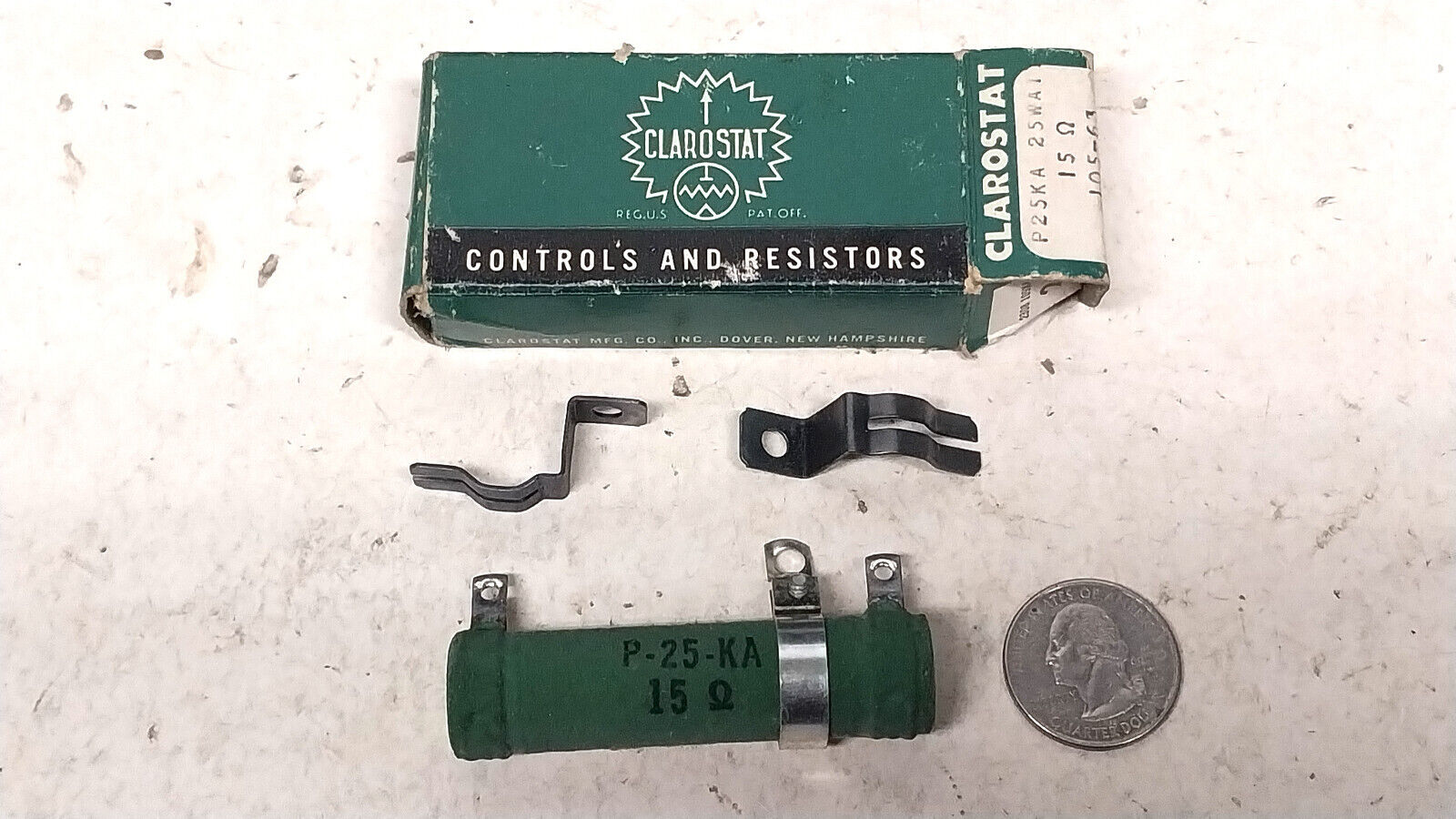 New Unused Clarostat 15 Ohm 25 Watt Power Resistor / Old Vintage Ham Radio Tube