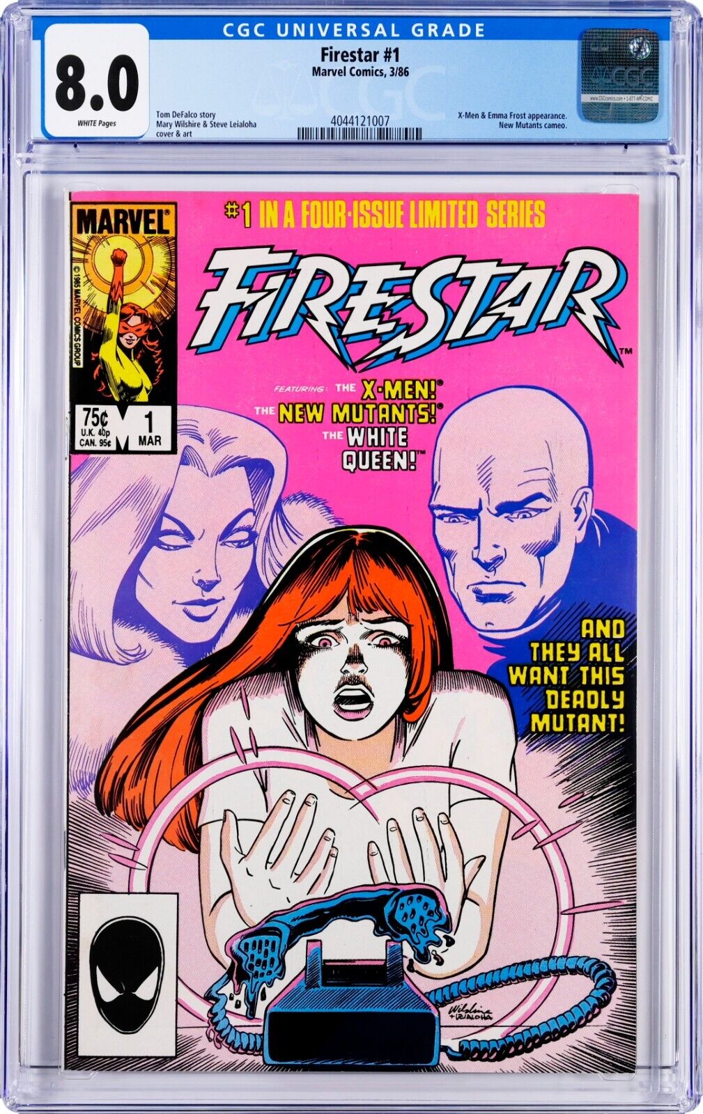 Firestar #1 CGC 8.0 (Mar 1986, Marvel) Tom DeFalco Story, X-Men, Emma Frost