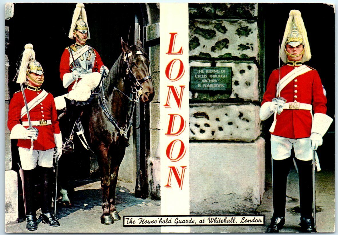Postcard - The House\'hold Guards, at Whitehall, London, England