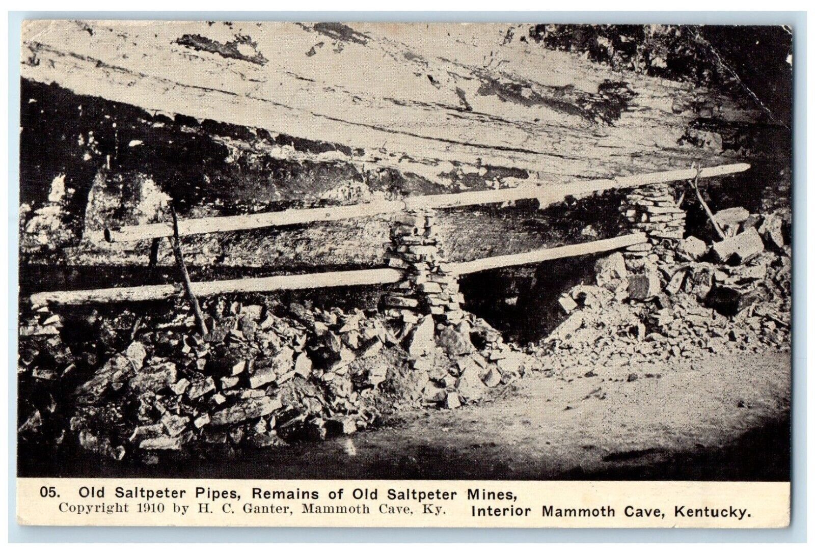 1912 Old Saltpeter Pipes Interior Mammoth Cave Kentucky KY Antique Postcard