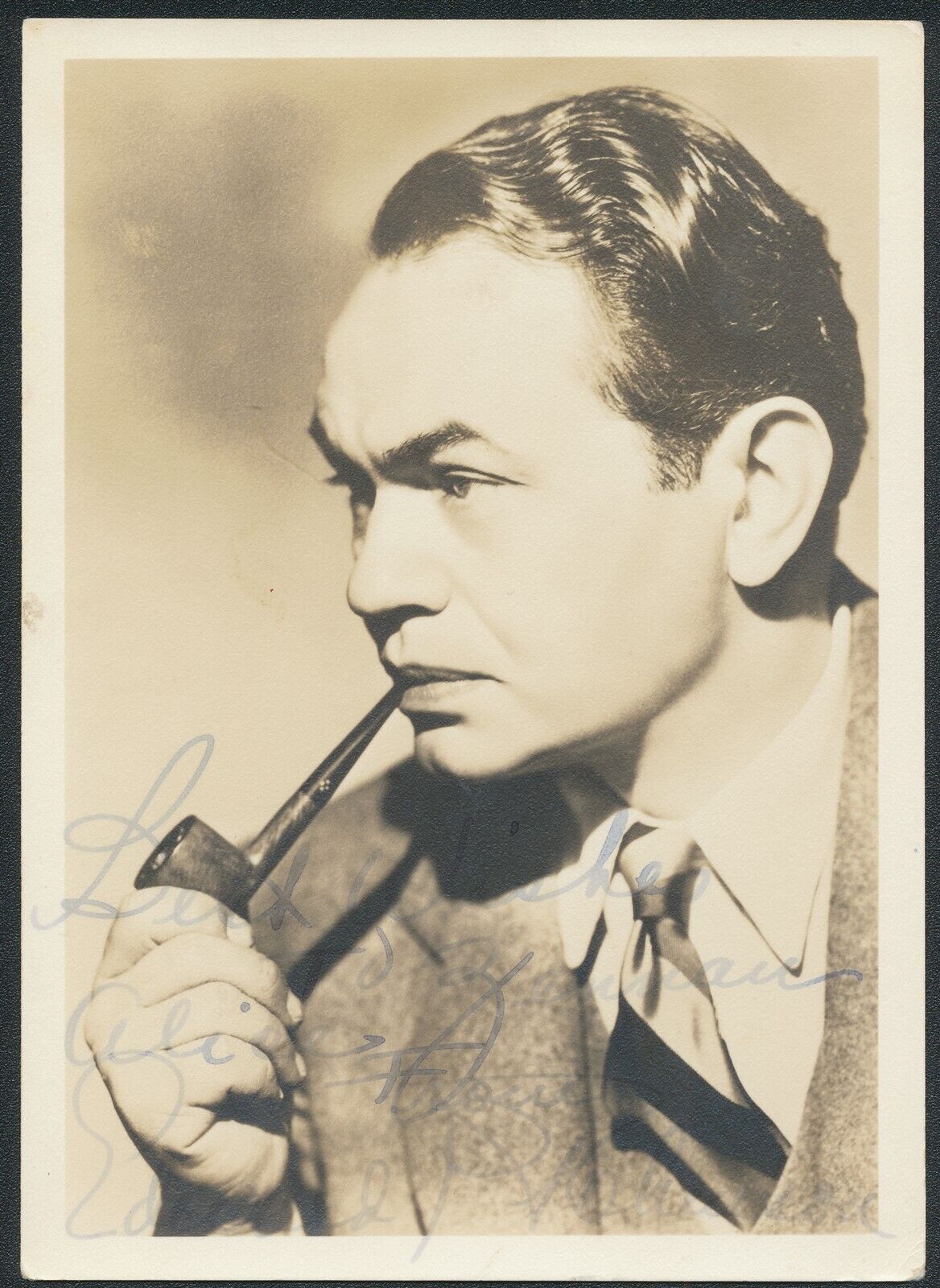 EDWARD G. ROBINSON AUTOGRAPH SIGNED \'BEST WISHES \' 5x7 VINTAGE SEPIA PHOTO