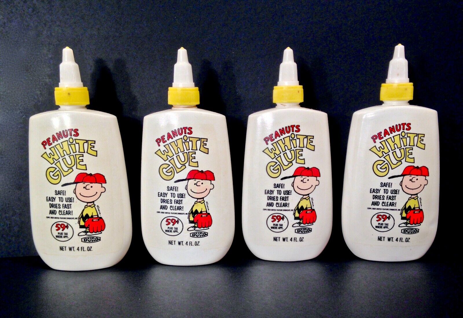Vintage 1950\'s 60\'s Charlie Brown Peanuts Gang Glue  Lot Of 4 Full Bottles Rare