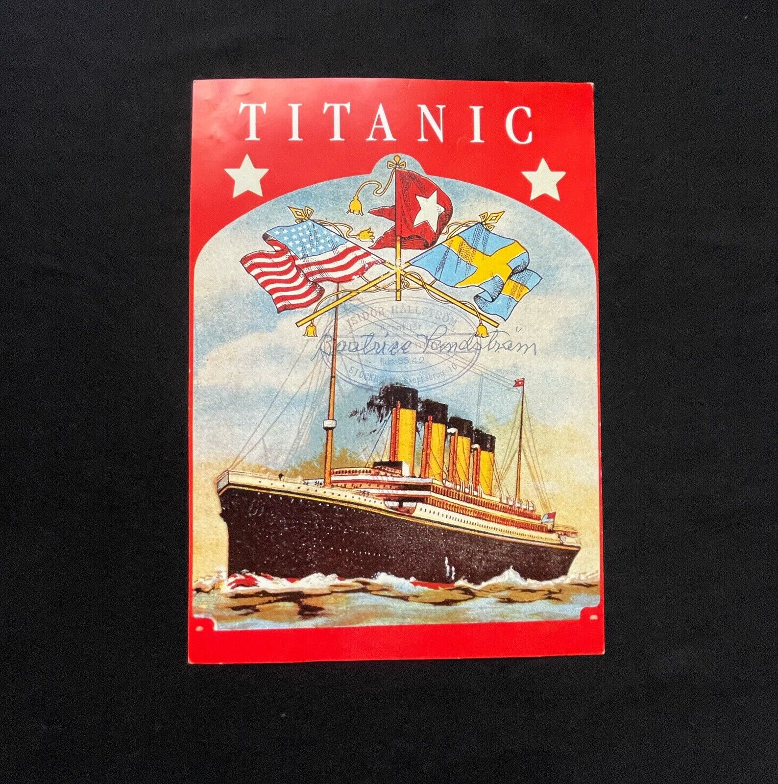Titanic Survivor Beatrice Sandström Large Signed Swedish Post Card RARE