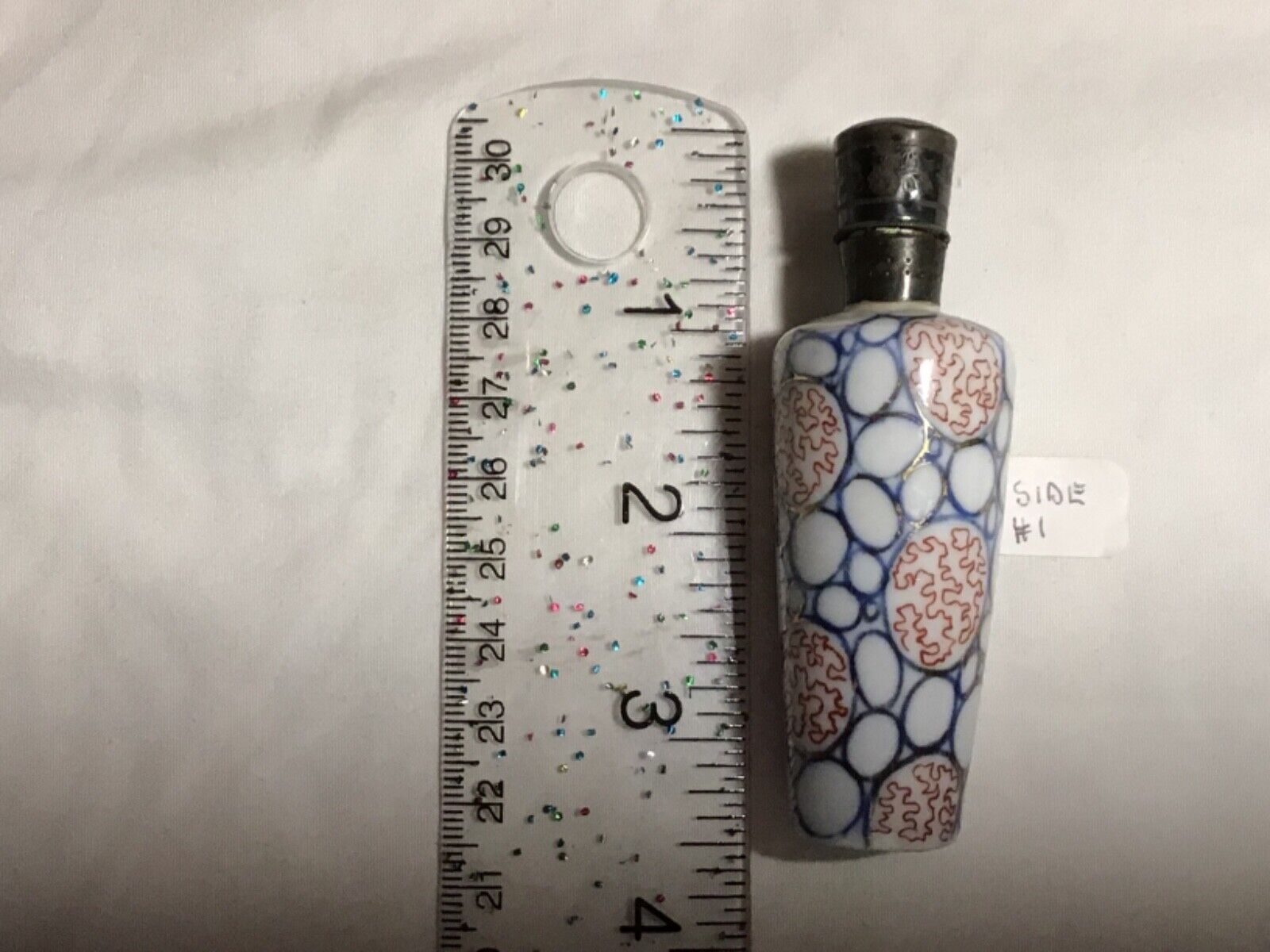 Antique Perfume Scent Bottle, Porcelain ,Silver,  ( Schoenau Bros., Germany?)