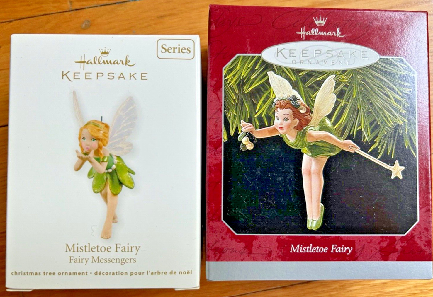 Mistletoe Fairy Hallmark Keepsake 2 ORNAMENT LOT Messengers Series 2011 vtg 1998