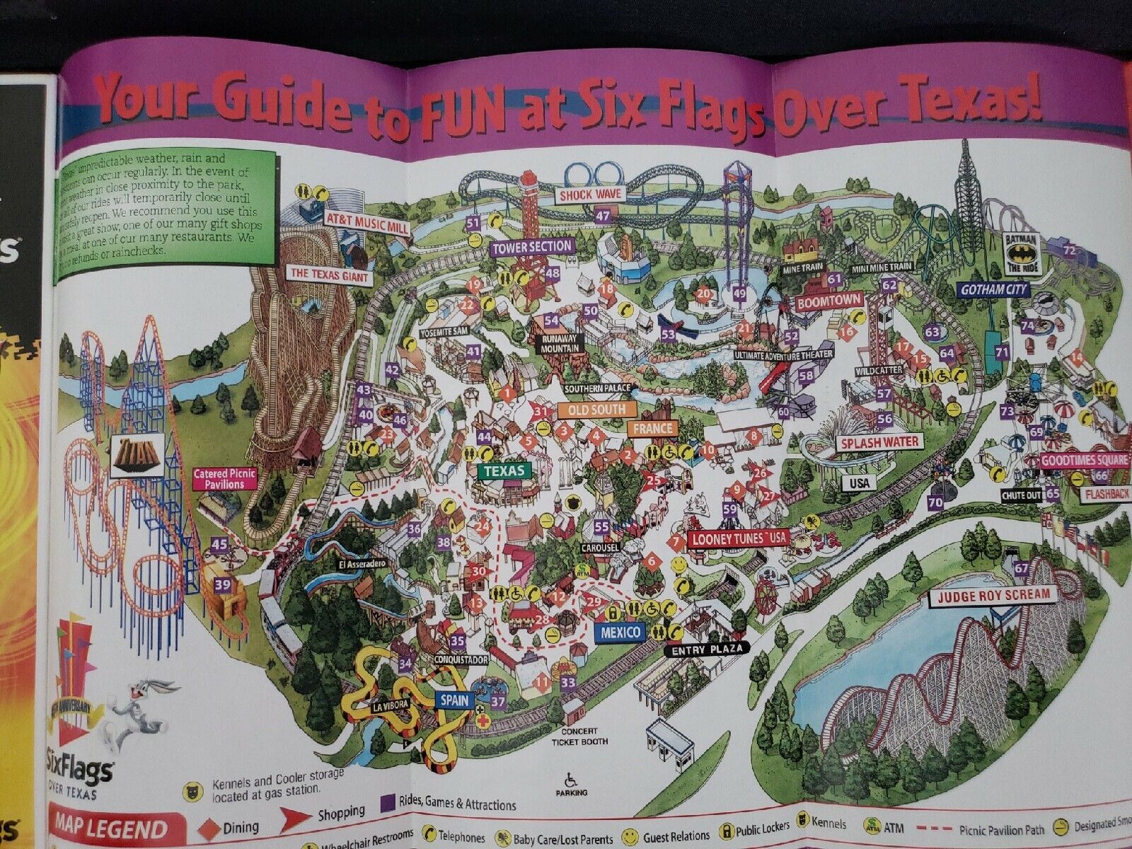 2006 Six Flags Over Texas Amusement Theme Park Brochure Guide Map