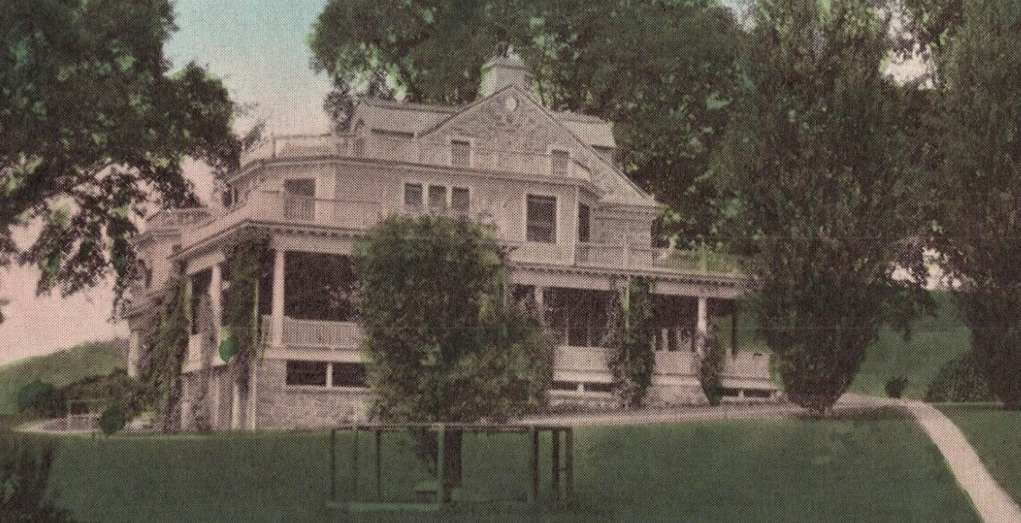C1910 Shawnee PA Manwalamink Mansion Stone Porch Landscape Antique Postcard