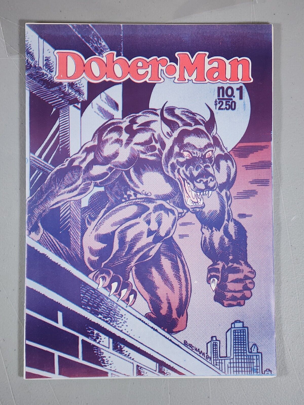 DOBER-MAN 1 Burcham Studio 1989 Doberman Comic Book RARE VF/NM