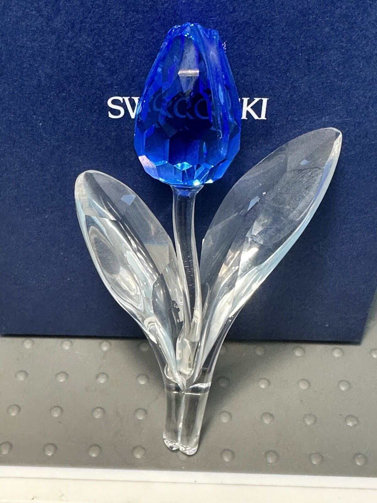 Swarovski Crystal Blue Tulip 2002 SCS Renewal #606546 Retired + Box & COA