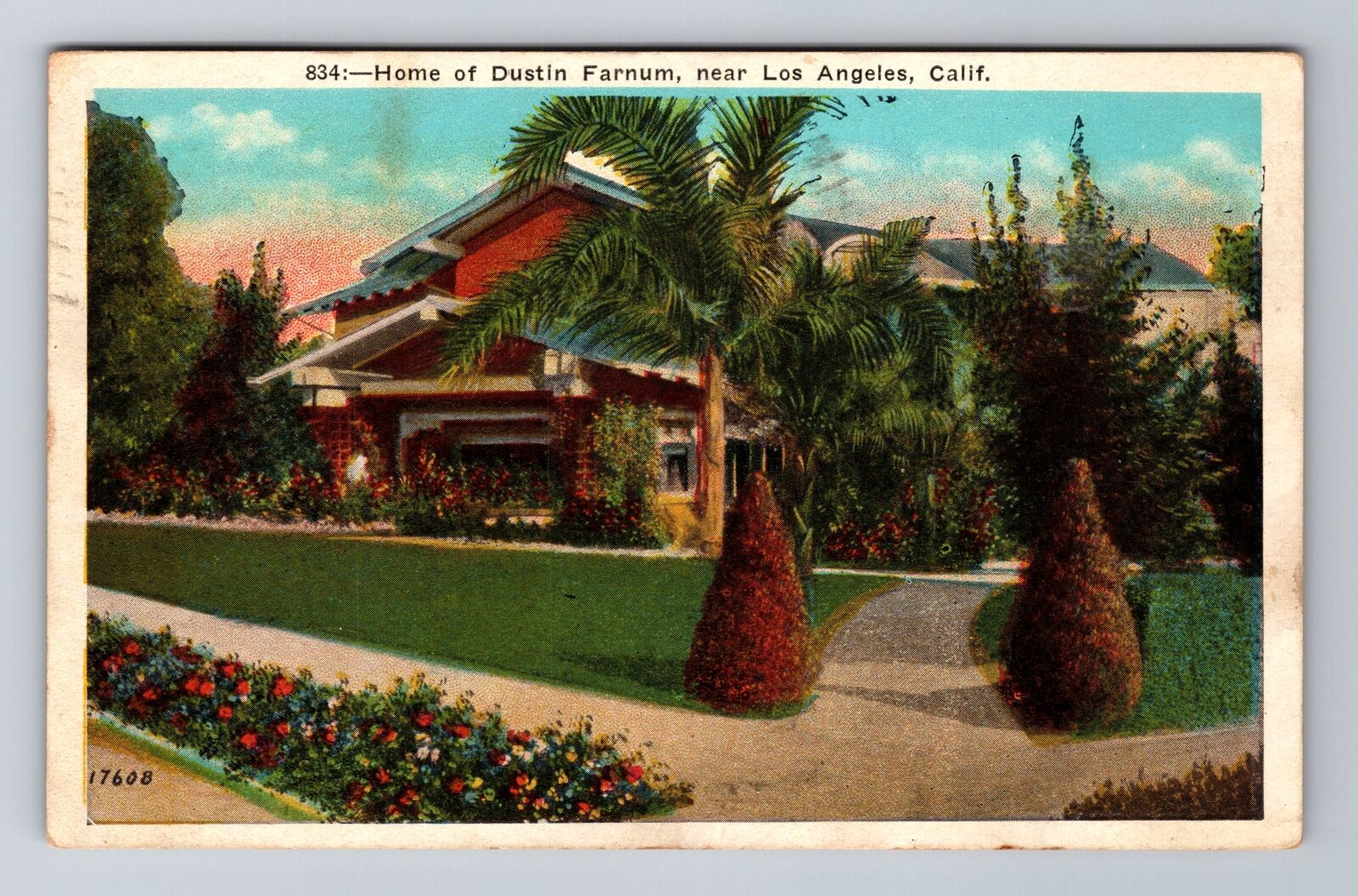 Los Angeles CA-California, Home Of Dustin Farnum, Antique, Vintage Postcard
