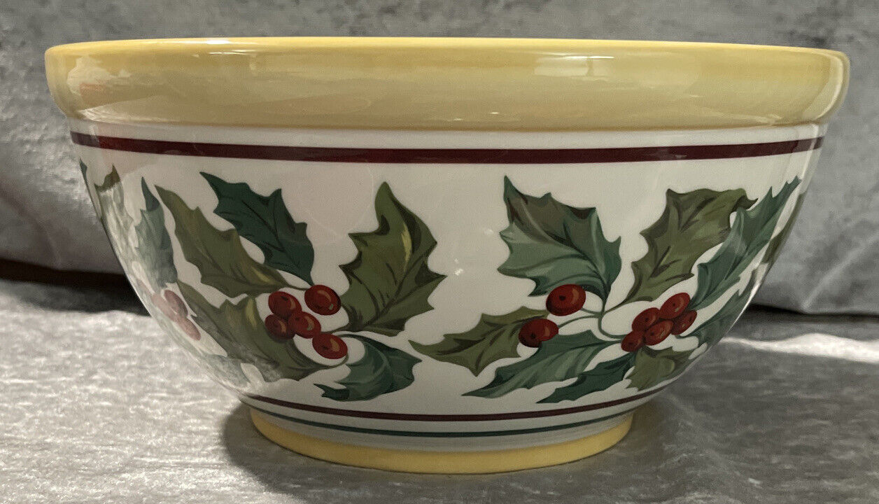 Longaberger Pottery American Holly Large Serving Bowl #30448 Christmas